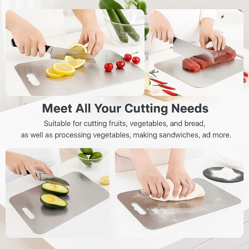 2026 New Stainless Steel Double Sided Chopping Board, Large Double-Sided