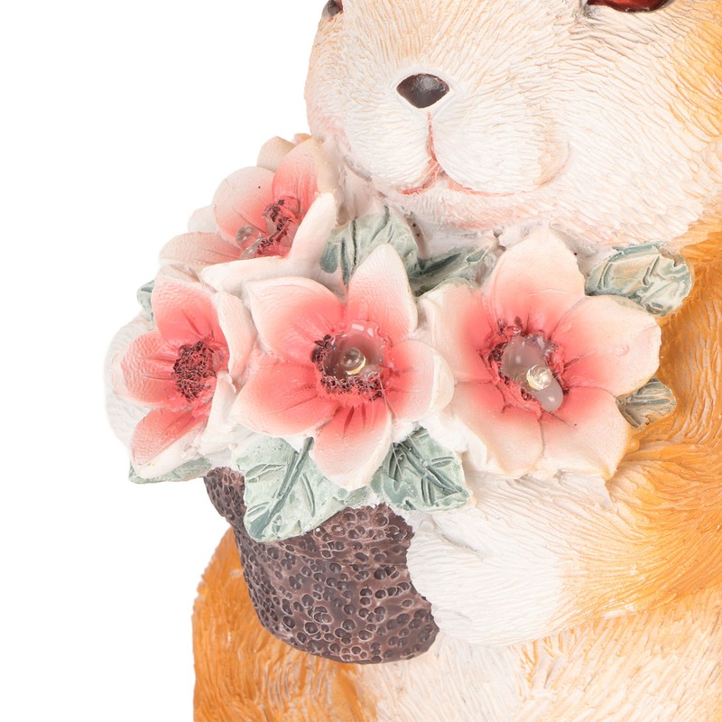 Solar Rabbit Statue Cute Handpainted Resin Bunny Statue Decor Rabbit