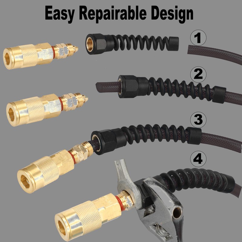 Keepro Polyurethane Recoil Air Hose, 1/4 Inch ID By 50