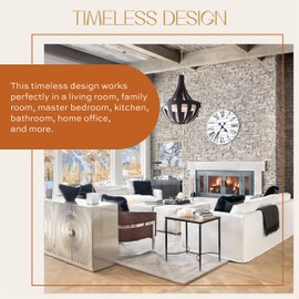 ALBEN Large Farmhouse Wall Clock - 24 inch Round Shiplap Farmhouse Style Clock Bundled with Decorative Reversible Wooden Sign