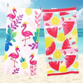 Kids Beach Towel - Watermelon Beach Towel 76 x 150cm Absorbent Bath Towel Polyester Quick Dry Bath Towel Oversized Sand Free Beach Blanket Swim Pool Gym Lightweight Bath Towel for Girls Adults