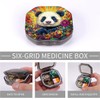 Portable Tablet Box Cute Pandas Pattern 4 Grid Pill Box