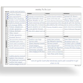 Weekly To Do List Notepad, 60 Page Task Planning Pad w/Daily Checklist, Priority Todo Checkbox & Notes. Desk Notebook to Organize Office 11 X 8.5