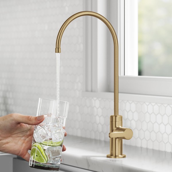 KRAUS Oletto Single Handle Drinking Water Filter Faucet for Water Filtration System in Brushed Brass, FF-103BB