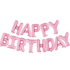 Happy Birthday Balloons, 16 Inch Aluminum Foil Happy Birthday Banner Balloons Reusable, Party Decorations and Event Supplies for Kids and Adults (Pink)