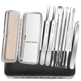 YGQQOY Professional Blackhead Remover Tools,Pimple Popper Tool Kit,Blemish, Whitehead Popping, 8 Pcs Zit Removing for Nose Face, Ingrown Hair Tweezers and Pore Prep Tool