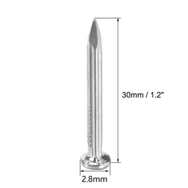 TOP-VIGOR 100Pcs Hardware Nails, 2.8mmx30mm Fiber Concrete Cement Wall Point Tip Nails, Wall Pins Tacks Nails for Woodworking, Panel Pins for Hanging Picture, Frame, Furniture, Construction, Silver