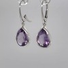 Amber America Drop / Pear Purple AMETHYST Teardrop Earrings Leverback