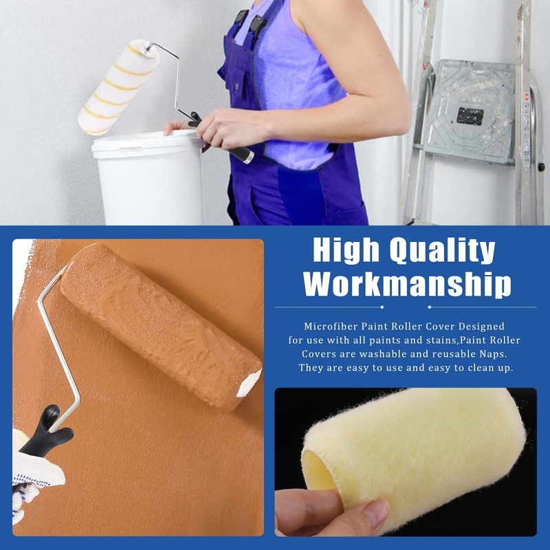 Glarks 8Pcs 4 Inch and 9 Inch Paint Roller Covers