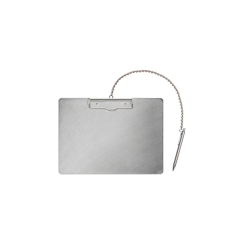 Nakakin SC-A4S-P Stainless Steel Binder with Horizontal Chain and Pen