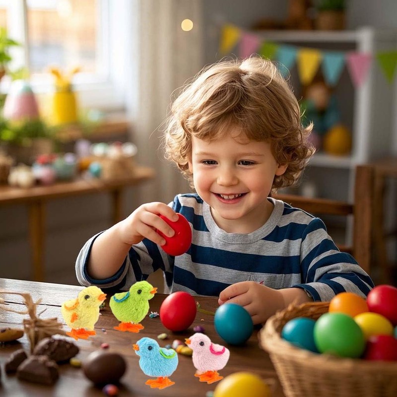 Lanhuiddup 4Pack Easter Jumping Chick Wind-up with Wings,Egg Hunt for