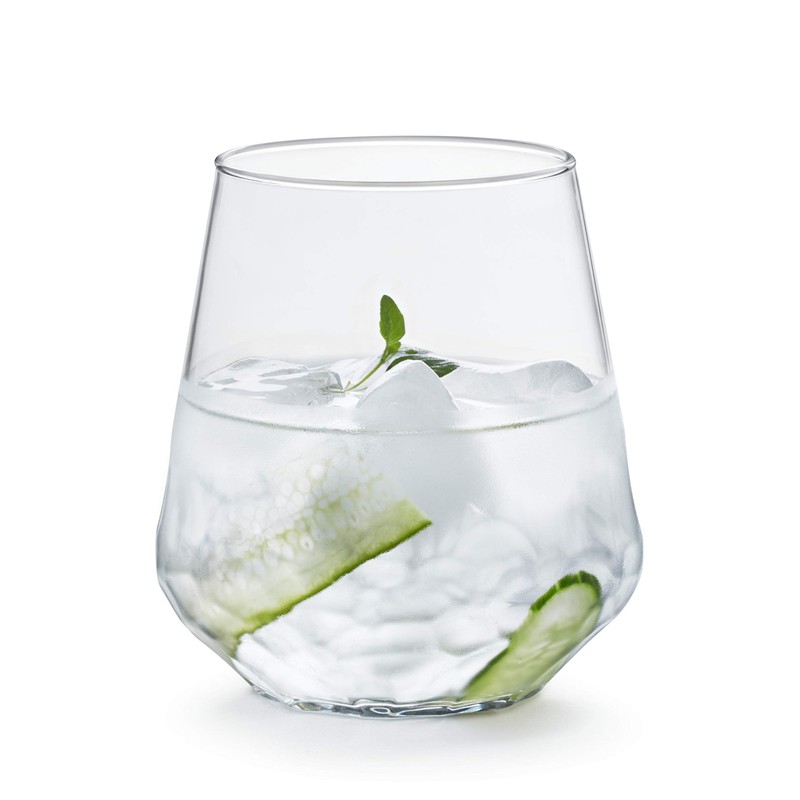 Libbey Hammered Stemless Wine Glasses Set of 8, 17-ounce, Dishwasher-Safe,