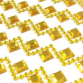 Allydrew Diamond and Round Acrylic Self Adhesive Crystal Gem Stickers, Gold