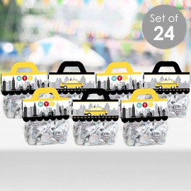 Big Dot of Happiness NYC Cityscape - DIY New York City Party Clear Goodie Favor Bag Labels - Candy Bags with Toppers - Set of 24