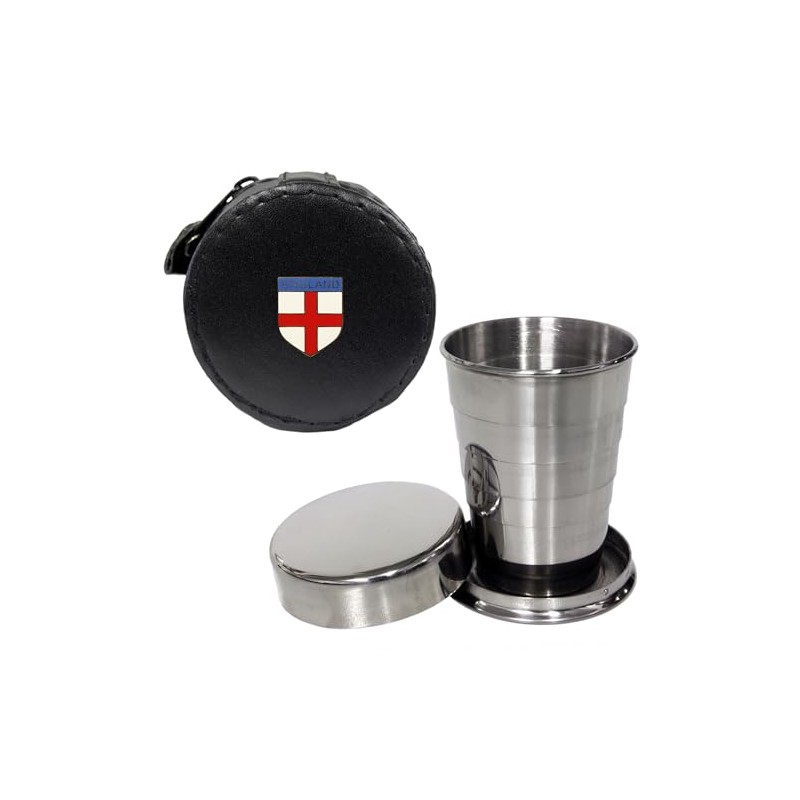 Knight 2oz Collapsible Drinking Cup with Leather England St George's