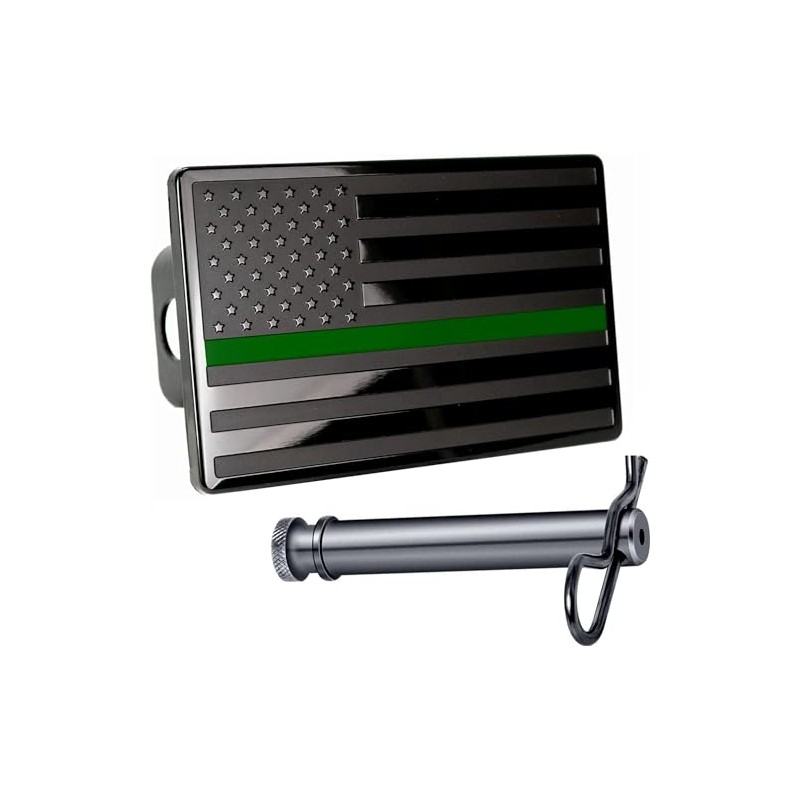 5"x3" American Black Flag Metal Hitch Cover (Fits 2.5" Receiver,
