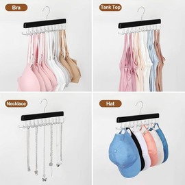 2 in 1 Belt Tie Hanger for Closet Max 30 Belts with 30 Ties Capacity, 20 Hooks Belt Tie Racks Wooden Hanger for Closet Organizer Storage