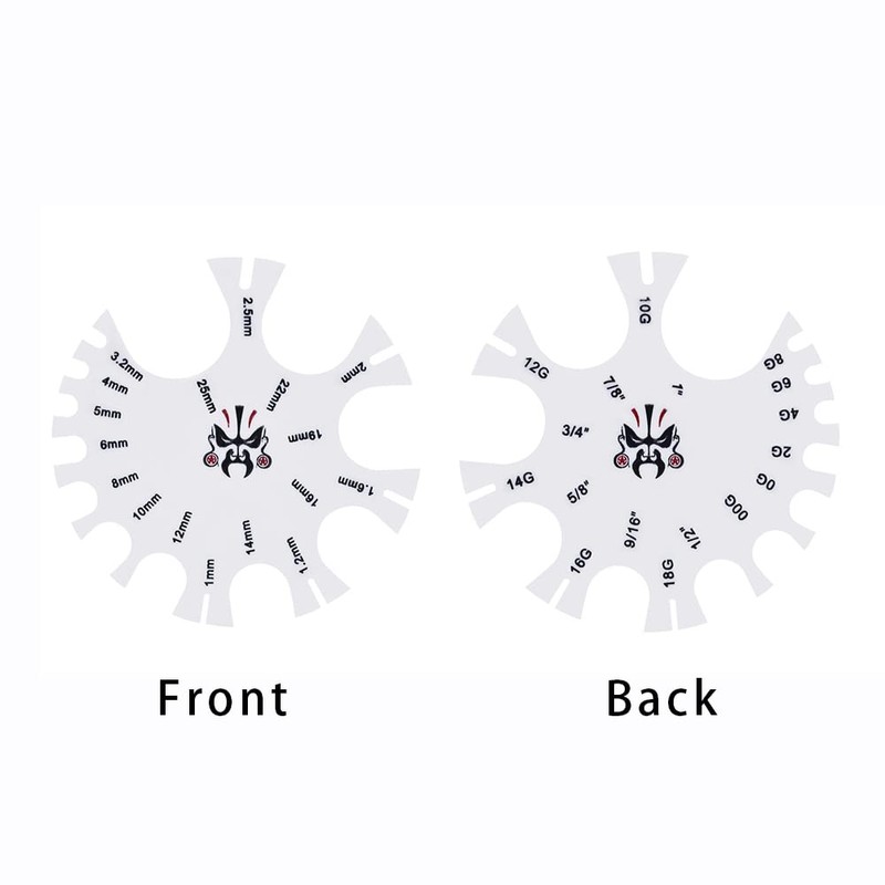 COOEAR Acrylic Piercing Gauge Measurement Wheel 18G-1 Inch.