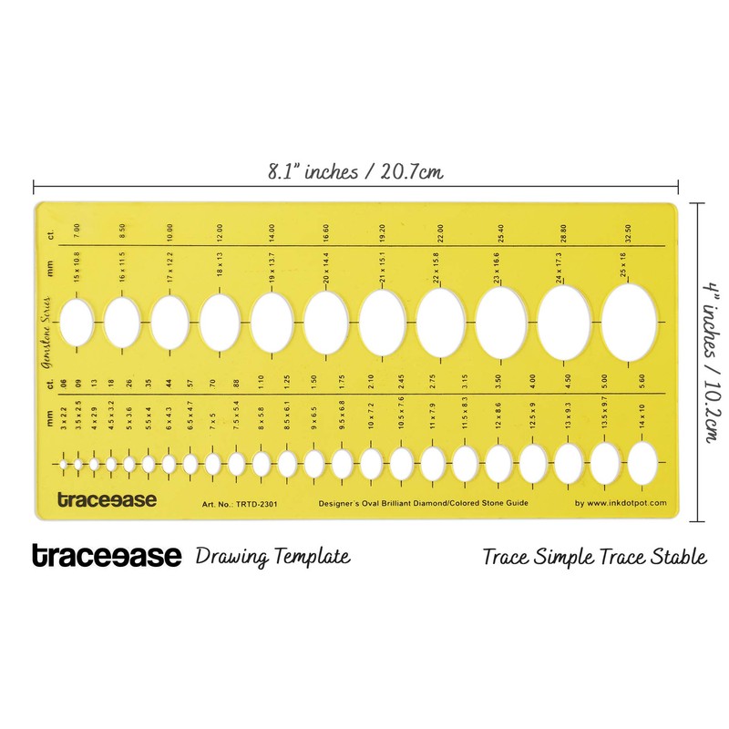Traceease Designer Oval Brilliant Diamond Gemstone Guide Jewelry Templates Drafting