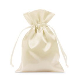 5 satin bags, gift bags, 30 x 20 cm, gift wrapping, jewellery bag, fabric bag (cream)