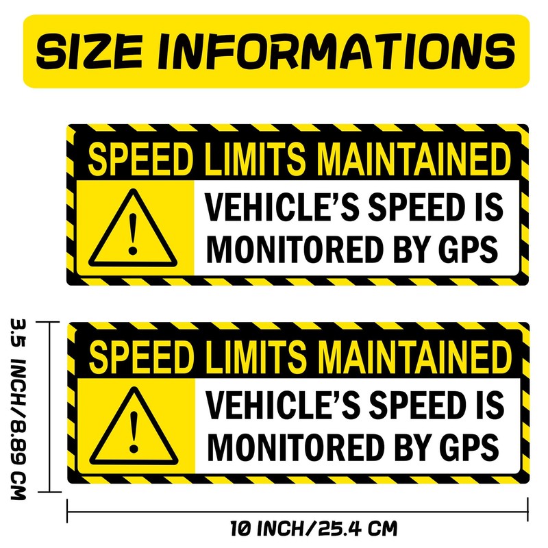 Yellow Vehicle Speed Monitored by GPS Vinyl Magnet Label 10"x3.5"