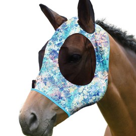 Harrison Howard Super Comfort Stretchy Fitting Horse Fly Mask with UV Protection Soft on Skin with Breathability Pastel Mix Full Size