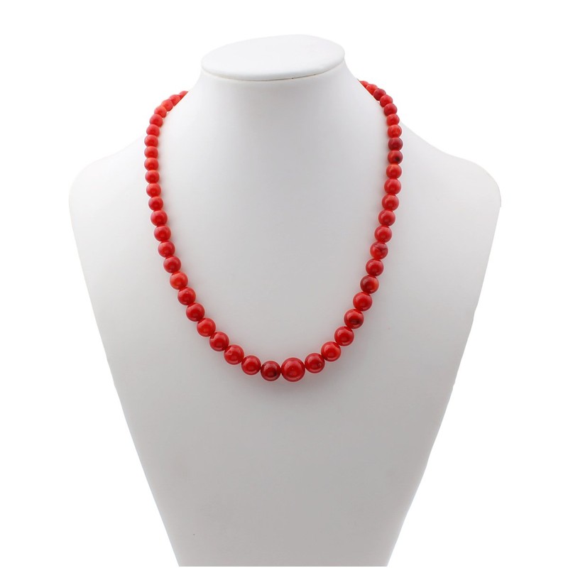 Treasure Bay Charming 4-9mm Natural Red Coral womens Beaded Necklace
