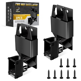 2 Pcs Farm Gate Latch, Heavy Duty 2 Way Gate Latch Lockable, Livestock Gate Latches for Metal Gates, Ranches, Farms, Stables, Horse Corrals, Pet Cages, Black Hardware with Screws