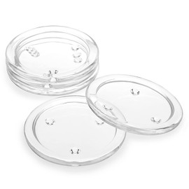 OGANAZI Set of 5 Modern Clear Coaster, Clear Glass Coasters for Drinks Crystal Coasters Round Cup Coasters Coffee Table Decor for Office, Kitchen, Bar, Dining Room, Living Room, Patio