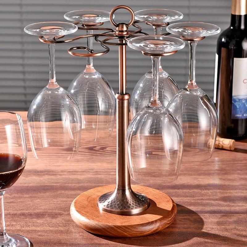 Desktop Iron 6 Bottles Wine Cup Rack Glass Holder Display