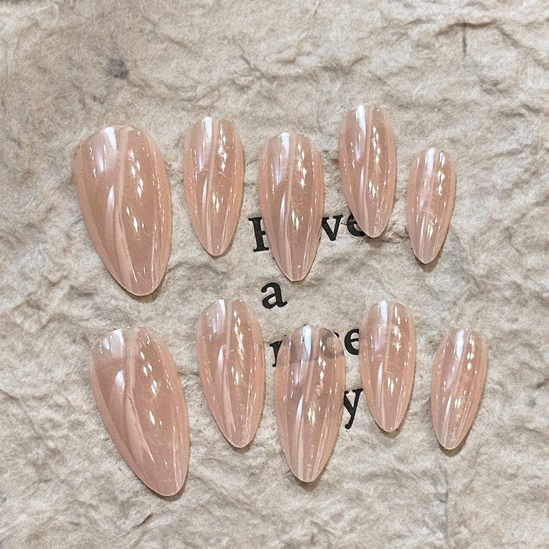 French Tip False Nails - Press on Nails Medium Stiletto