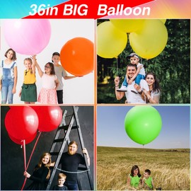 36 Inch Balloons, Large, Pack of 10 Giant Balloons, XXL Balloons, Large Balloons, Latex Balloons, Colourful, Large Balloons for Birthday, Wedding, Festival, Party (Colourful_10)