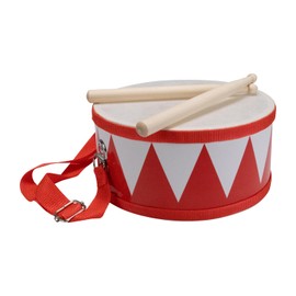 Drum for Children Red / White Wooden Musical Instrument with Carry Strap and Sticks D: 20 cm 3845r