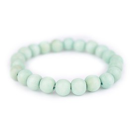 TheBeadChest Wood Stretch Bracelet, Mint Green - Stackable Beaded Jewelry, Unisex for Men & Women