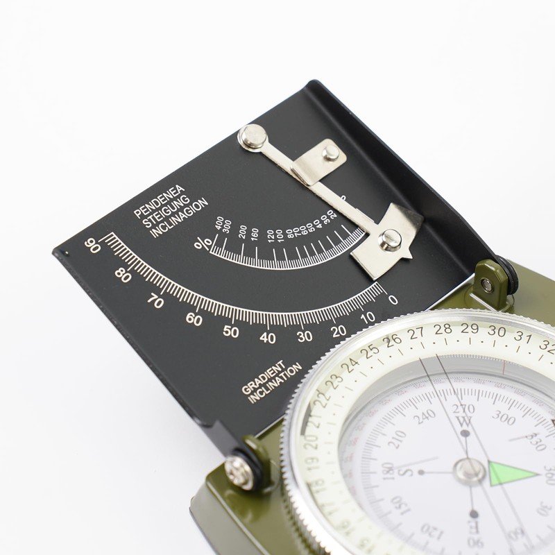 Outdoor Metal Navigation Compass with Fluorescent Scale,Clinometer, Level, Metric Scale,and