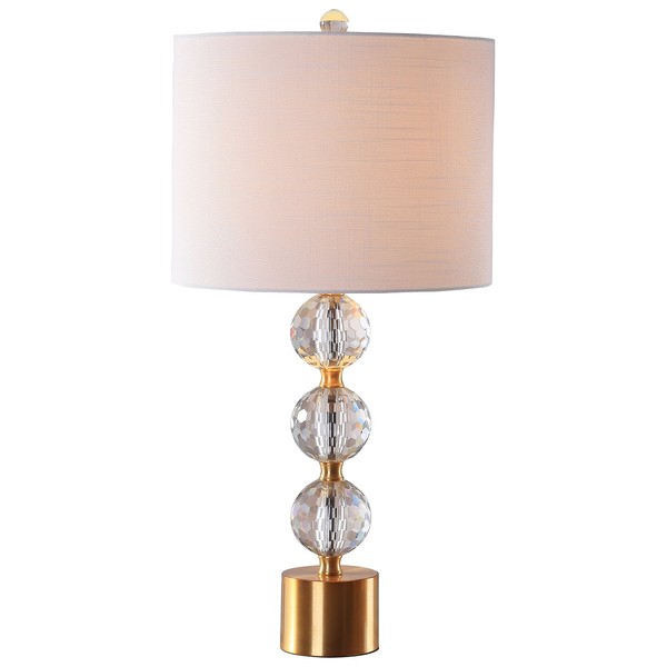 JONATHAN Y JYL5017A Ashley 25.25" Crystal LED Table Lamp Glam,Transitional,Modern,Midcentury for Bedroom, Living Room, Office, College Dorm, Coffee Table, Bookcase, Clear/Brass