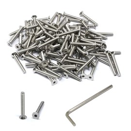 iexcell 100 Pcs M4 x 30mm Thread Pitch 0.7 mm Stainless Steel 304 Hex Socket Flat Head Cap Screws Bolts Kit