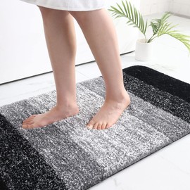 Arotive Microfiber Bathroom Rugs, Shaggy Soft and Absorbent Bath Rug, Non-Slip, Thick Plush Bathroom Mat, Machine Washable Dry Bath Mats for Bathroom, Tub and Shower, 36" x 24", Black