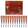 12PCS Temporary Tattoo Paste Cones Brown India Hand Painting Drawing