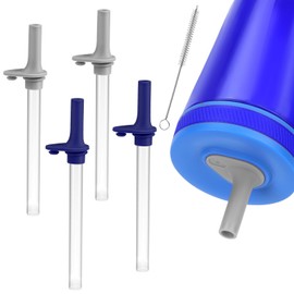 Vodolo Vodolo Straw Replacement Compatible with Zak Straw Cups,4PCS 15 oz Tumbler Water Bottle Reusable Silicone Straw BPA-Free with Straw Cleaning Brush for Zak Designs Kelso 12 oz Cups (Grey)