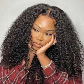 SUPERNOVA Glueless Curly Wig Human Hair 7x5 Pre Cut Lace Front Wigs Human Hair Glueless Wear And Go Kinkycurly Wig 200 Density Pre Plucked Wigs For Black Women 20 Inch