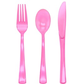 150 Pack Red Plastic Silverware, Red Utensils Heavy Duty, Disposable Plastic Cutlery Include 50 Forks, 50 Spoons, 50 Knives for Birthday, Party, Christmas, New Year