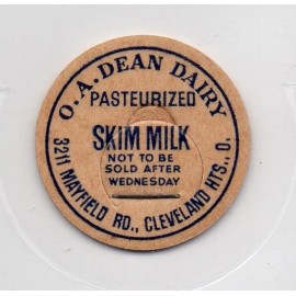 Milk Bottle Cap - O. A. Dean Dairy - Cleveland Heights, Ohio - 1 5/16" -- WED