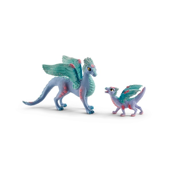 Schleich Bayala Toys and Figurines - Flying Flower Mother and Small Baby Dragon, Action Figure Kid Toys and Dolls, Girls and Boys Ages 5 and Above , 8 Piece Set