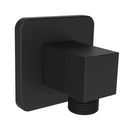 Aquaiaw Wall Supply Elbow with Flange, Tapered 1/2 NPT Female Inlet, Solid Brass Wall Union, Square Water Supply Elbow, Electroplate Matte Black, G1/2 Outlet