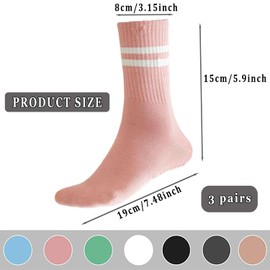 YIMINI 3 Pairs of Women Non-Slip Socks Adult Non-Slip Grip Yoga Socks Stopper Socks Women Adult Non-Slip Socks with Nubs for Yoga, Pilates, Fitness Training, Pink, Blue, Green