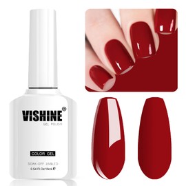 Vishine Red Gel Nail Polish, 16ml Soak Off Gel Polish UV LED Lamp Cure for Nail Art DIY Manicure at Home, Carmine Red M113