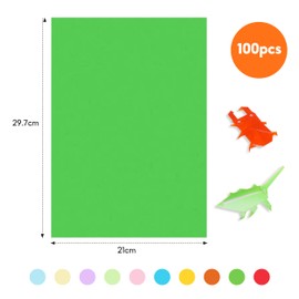 100 Sheets Coloured Paper, Handmade Origami Paper, 10 Colors A4 Double Sided Colourful Origami for DIY Arts Crafts Teachers