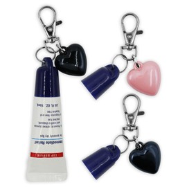 UniCrena Keychain Cap for Lip Balm 0.35oz 2pcs - Lip Gloss Key Chain Blue Cap Keychains Holders for 0.5oz 0.35oz with Mirror