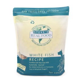 Steve's Real Food Freeze-Dried Raw Nuggets - White Fish Recipe - Raw Pet Food for Dogs and Cats - 20 oz